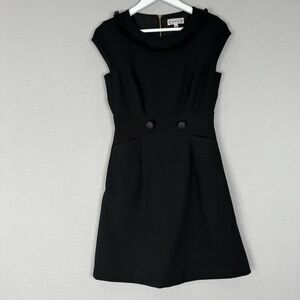 Nanette Lepore Womens Dress 2 Black Fringe Sheath Cocktail LBD Elegant Retro